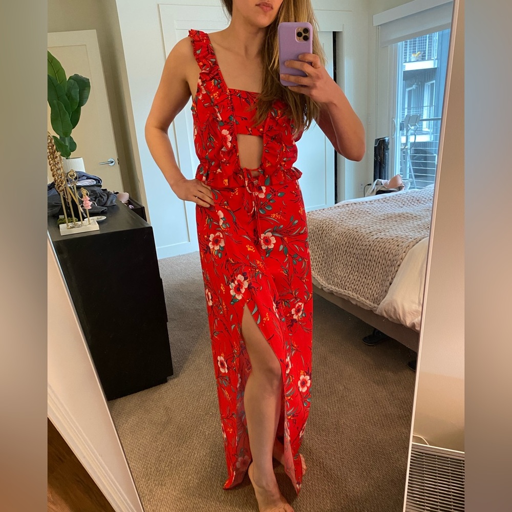 Winston White Red Maxi Skirt & Top Set